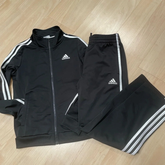 Other - Boys Adidas Black/White Track Suit Medium 10/12-Pants & Zip Up Jacket